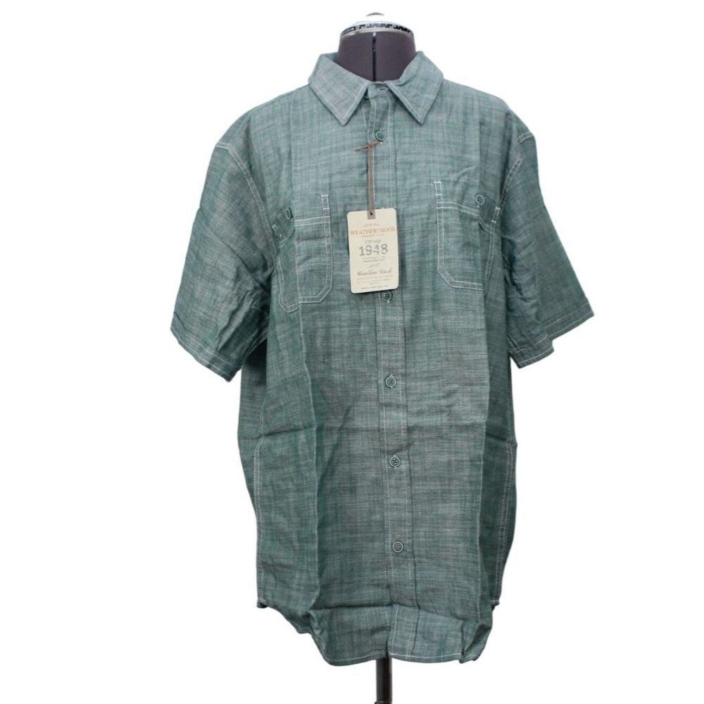 Weatherproof Vintage green‎ short sleeve button front men's shirt L